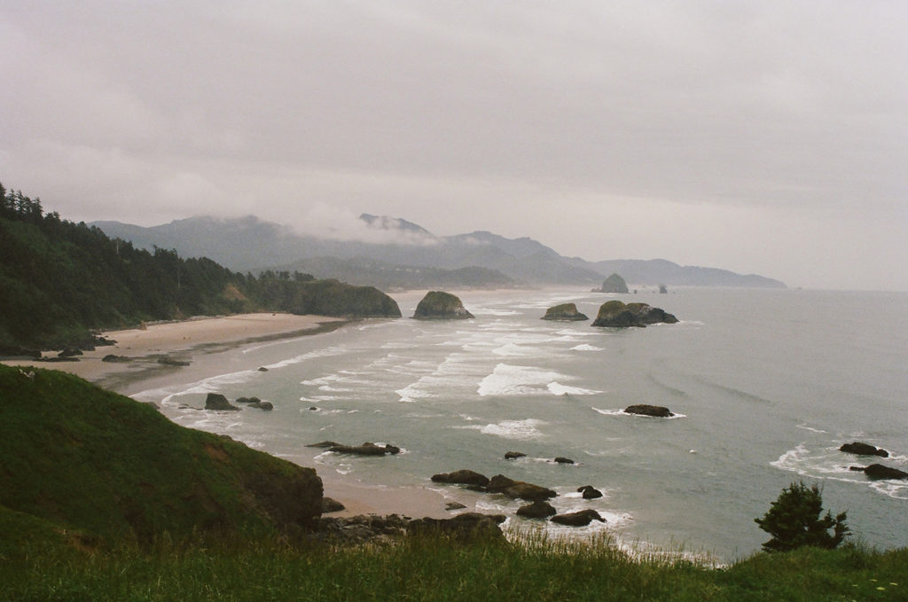 Overlook to foggy Oregon coast