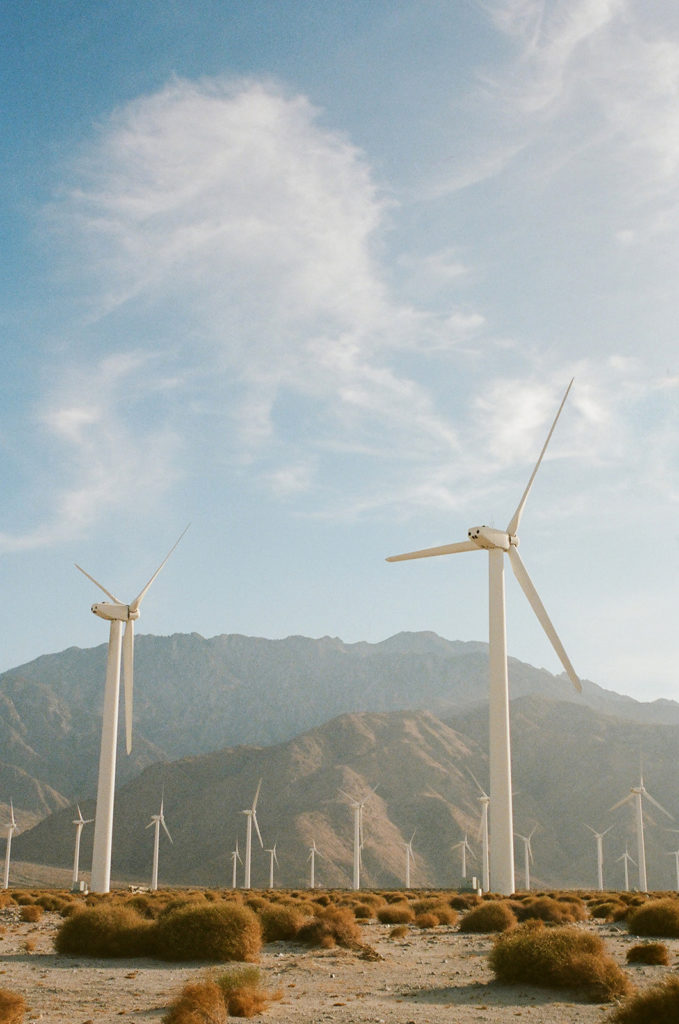 Palm Springs desert windmills captured by film photography