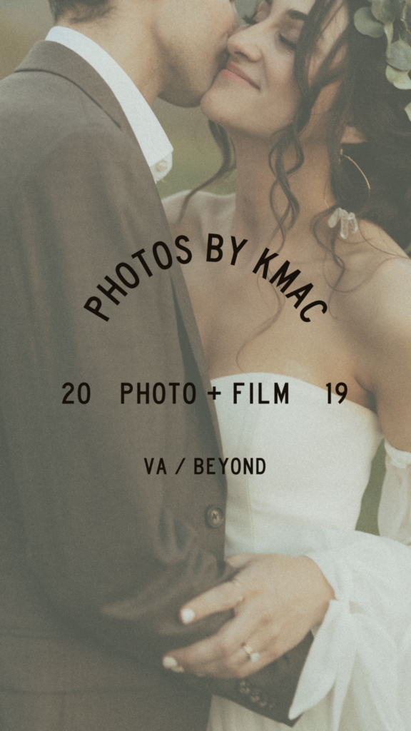 photos by kmac logo on couple embracing at elopement