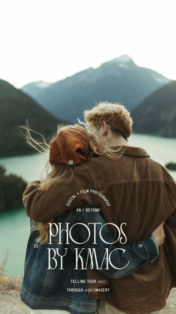 Photography Branding photo of couple standing at mountain
