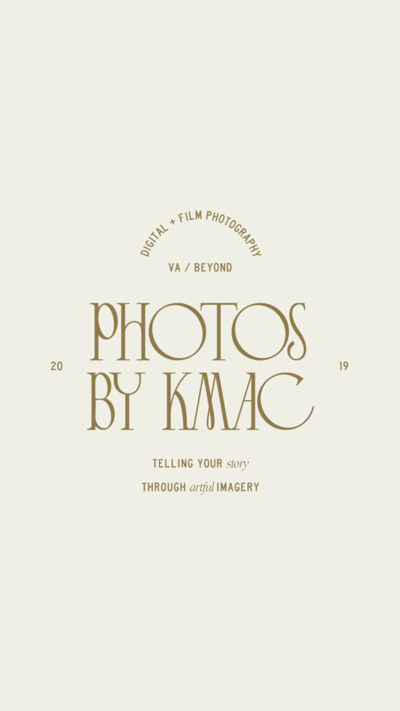 Photos by Kmac photography branding logo