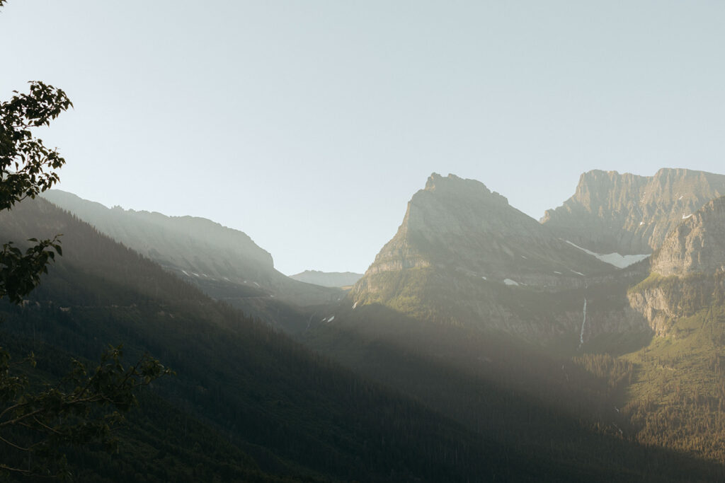 sunrise over the mountains at Glacier National Park