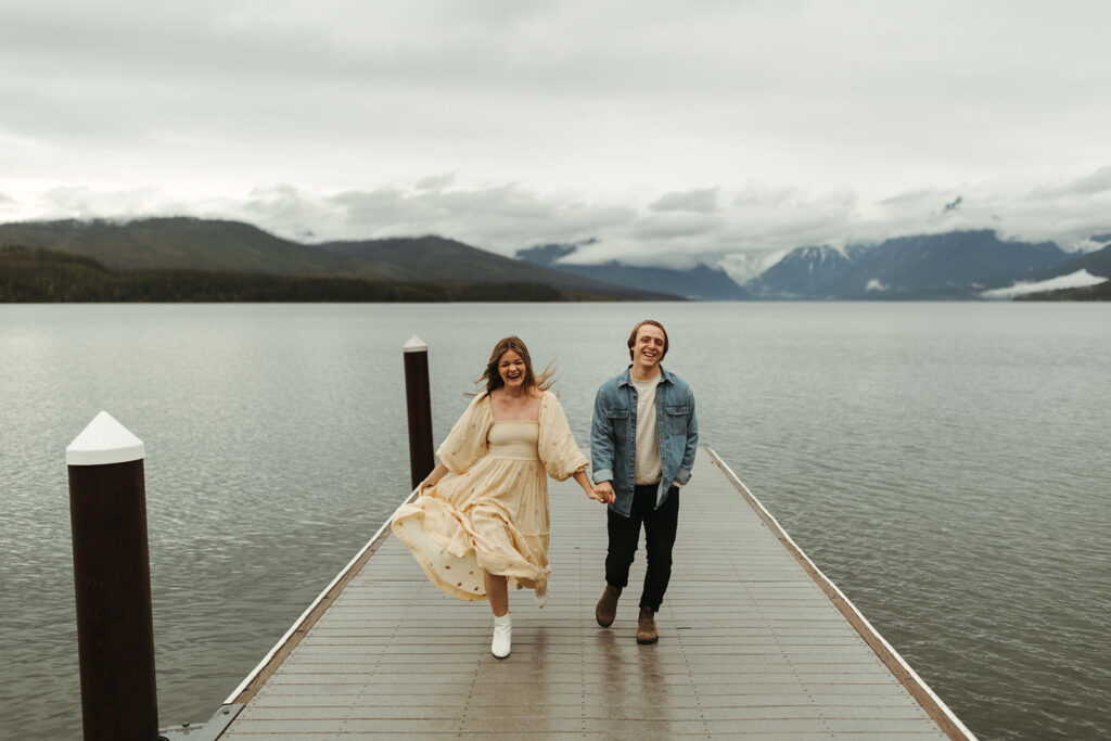couple uses adventure ideas at Glacier National Park engagement session