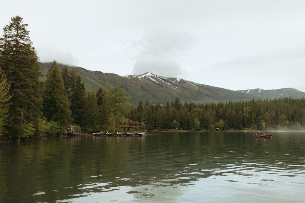 lake by trees at Glacier National Park