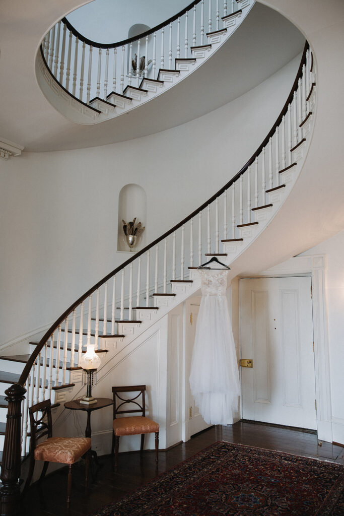 spiral staircase in virginia wedding estate
