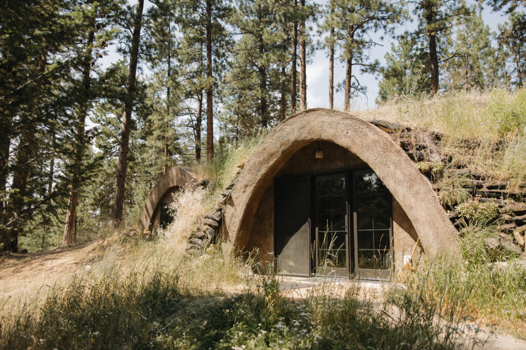 house built into a hill at montana wedding venue