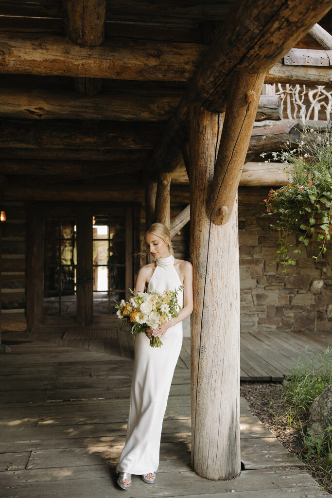 portrait of bride at montana intimate wedding