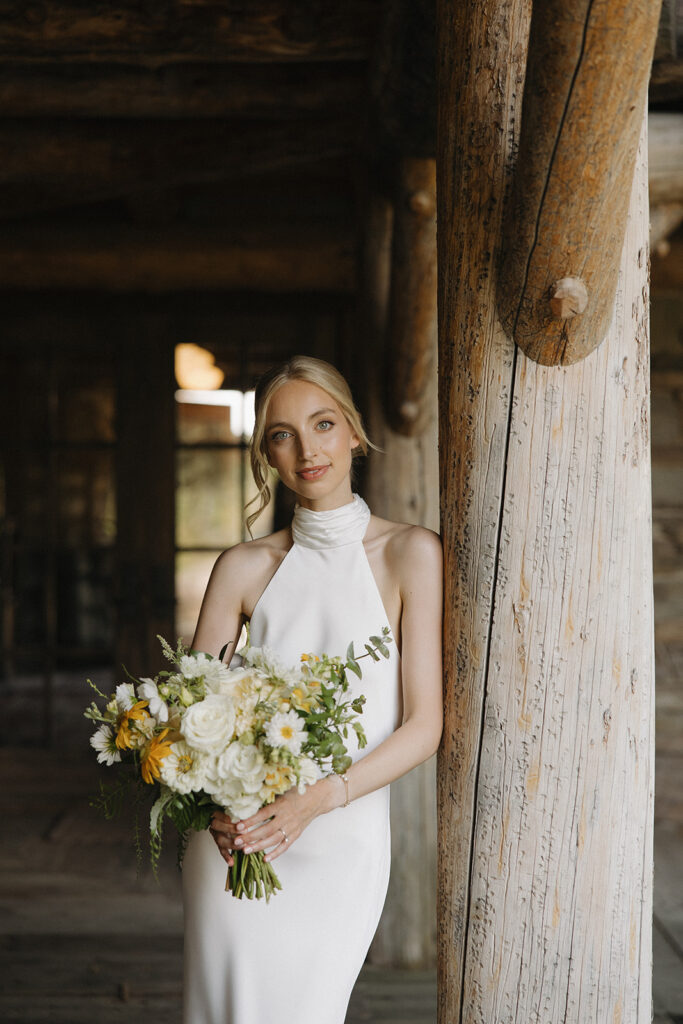 portrait of bride at montana intimate wedding