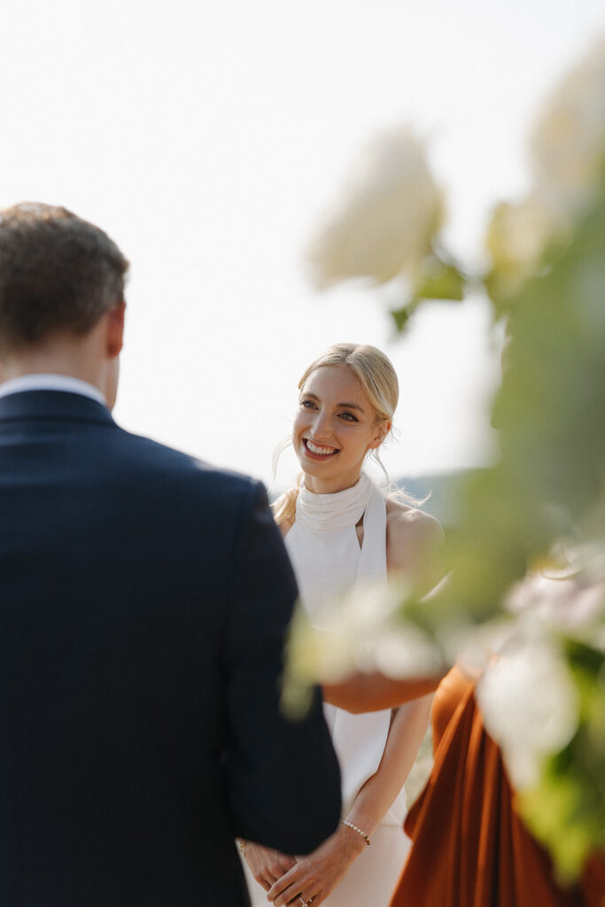 groom reads vows at montana intimate wedding