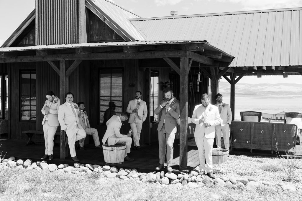 Groomsmen getting ready at Three Peaks Ranch Westcliffe Colorado