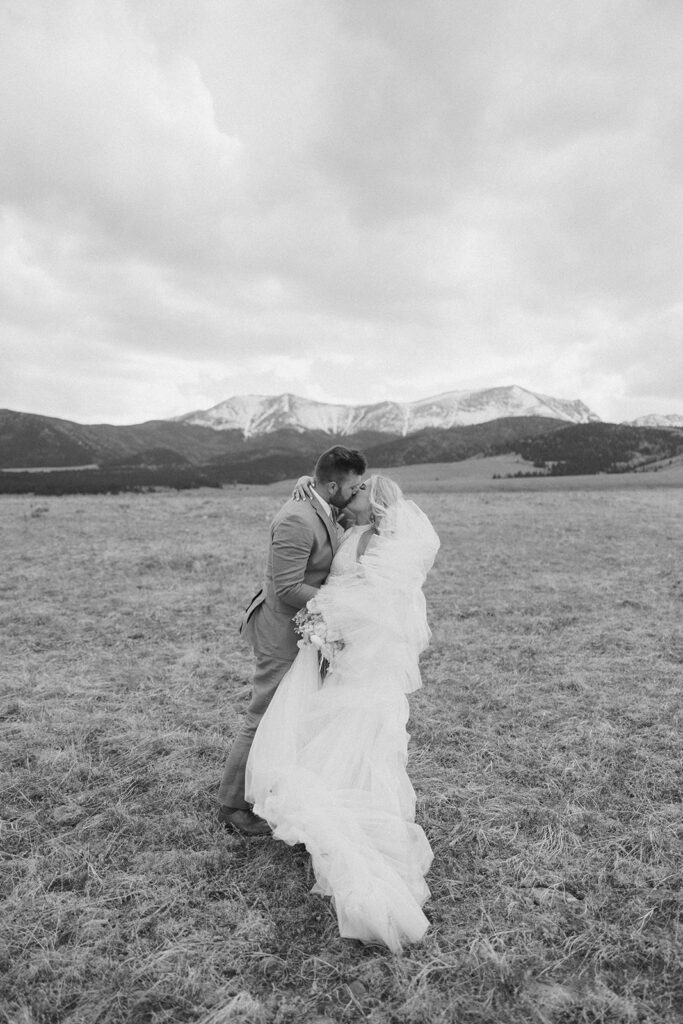 Bride and groom portraits at Three Peaks Ranch in Westcliffe Colorado