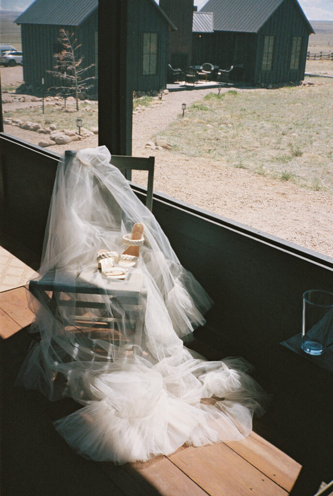 Details of veil and shoes at Three Peaks Ranch Westcliffe Colorado
