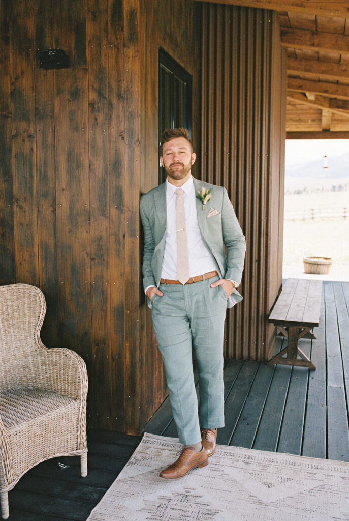 Groom portrait at Three Peaks Ranch in Westcliffe Colorado